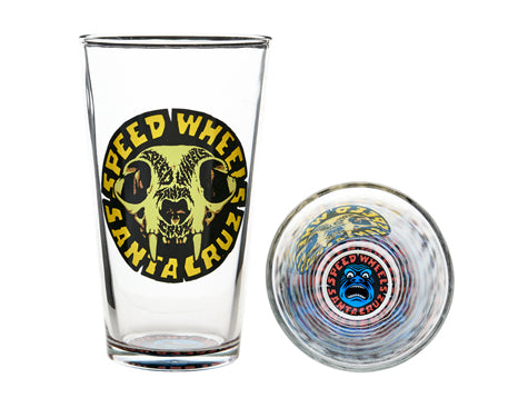 Santa Cruz Speed Wheels Skull Pint Glass Clear O/S