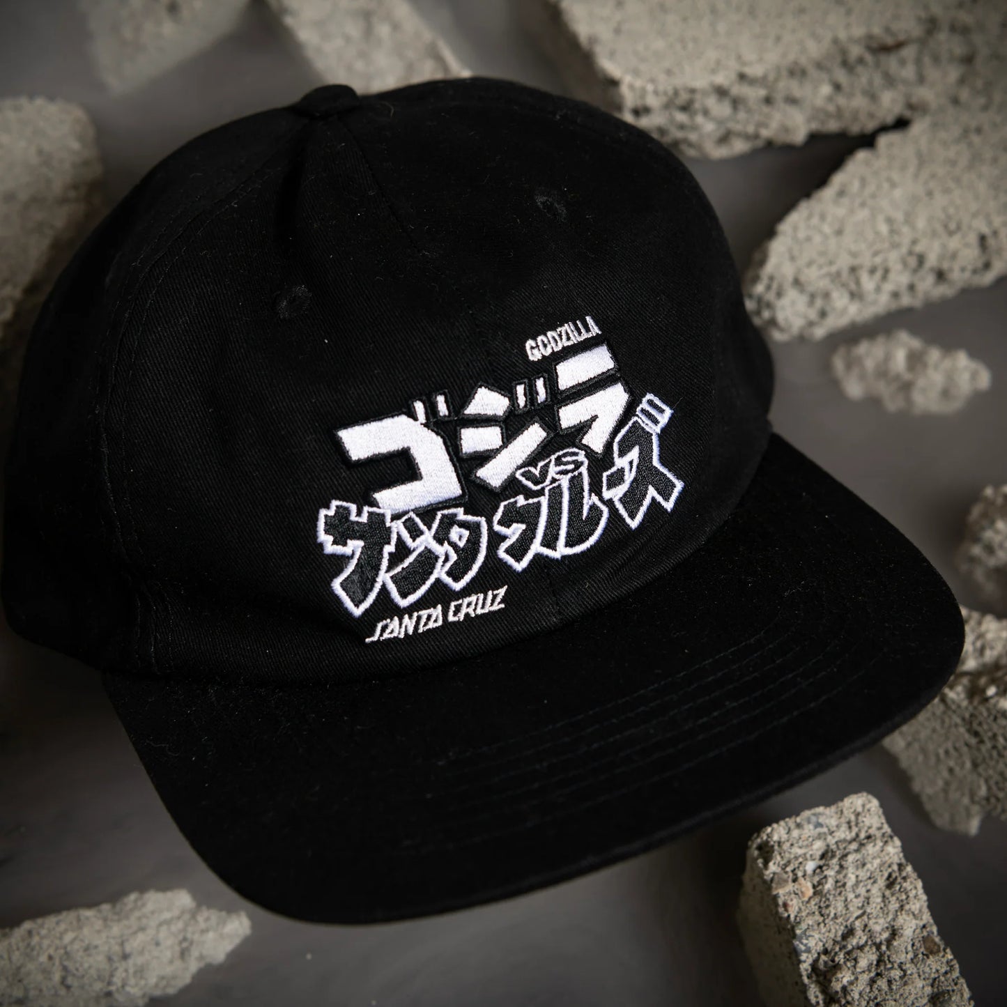 Godzilla VS Santa Cruz Black Snapback Hat