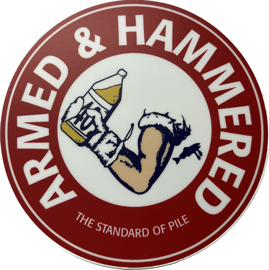 Salmon Arms Armed & Hammered 4" Circle Sticker