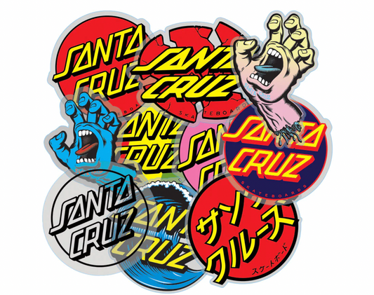 Pack of 10 Assorted Santa Cruz Stickers